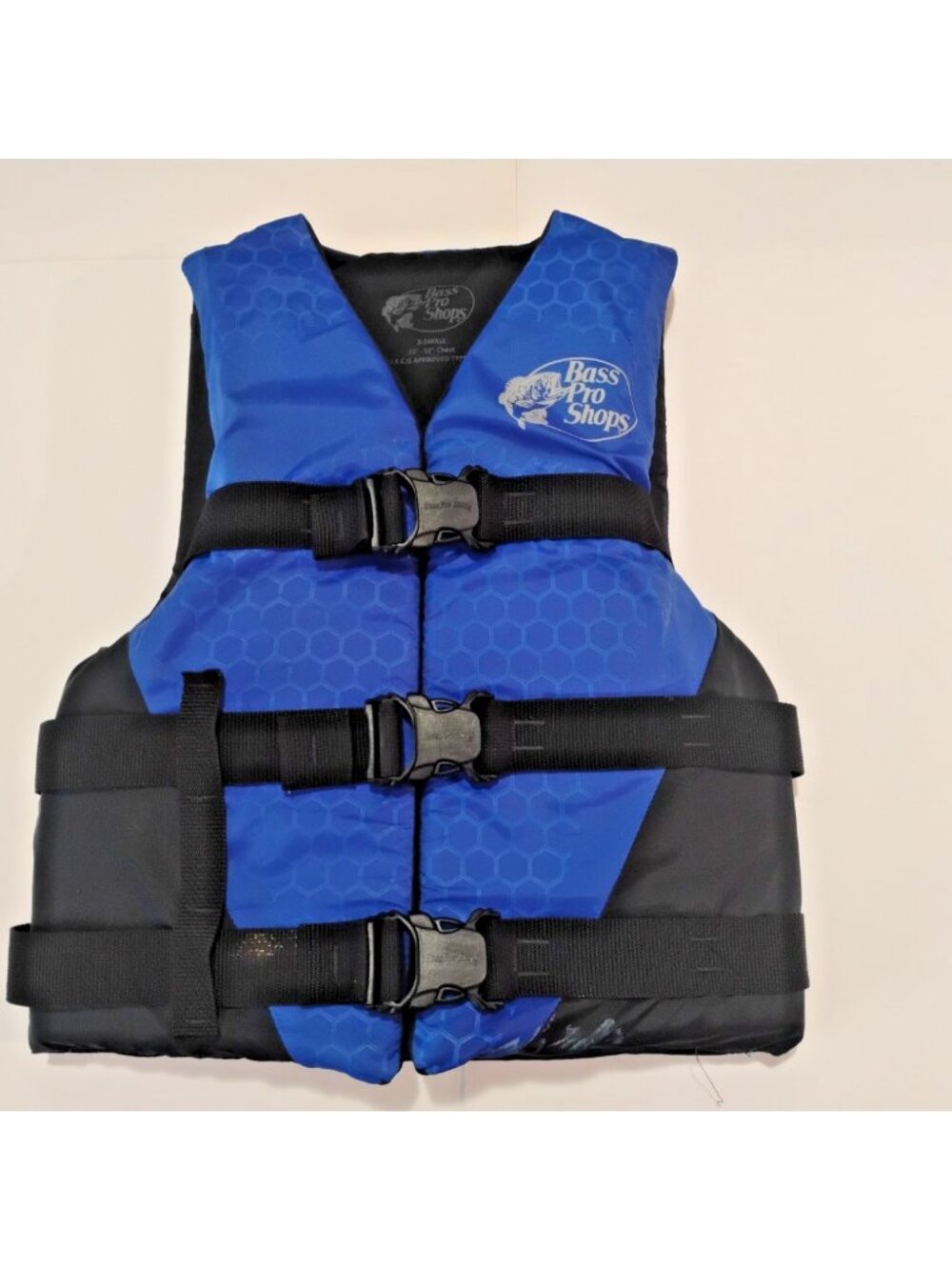 Bass Pro Shops Life Jacket Adult Petite  28-32 Chest  90 LBS Blue Swimming Vest